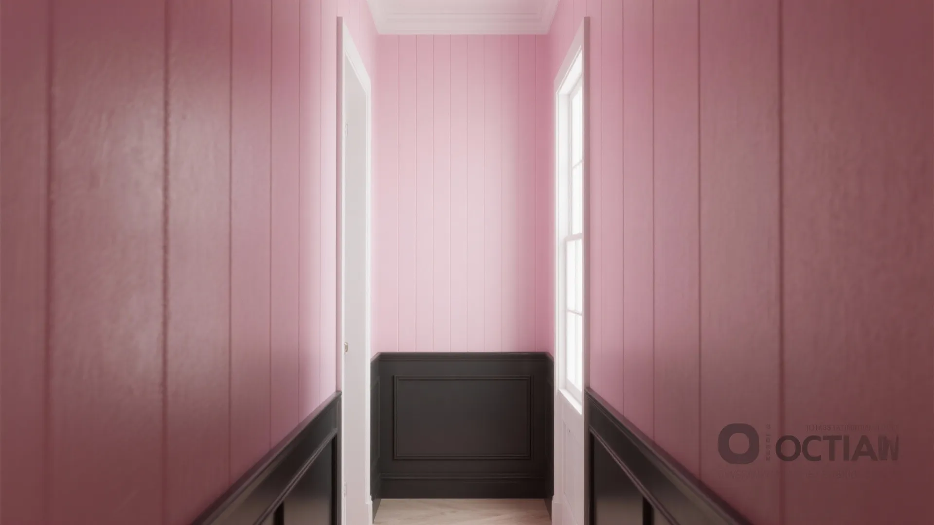 2. Pink Accent Wall with Vertical Lines