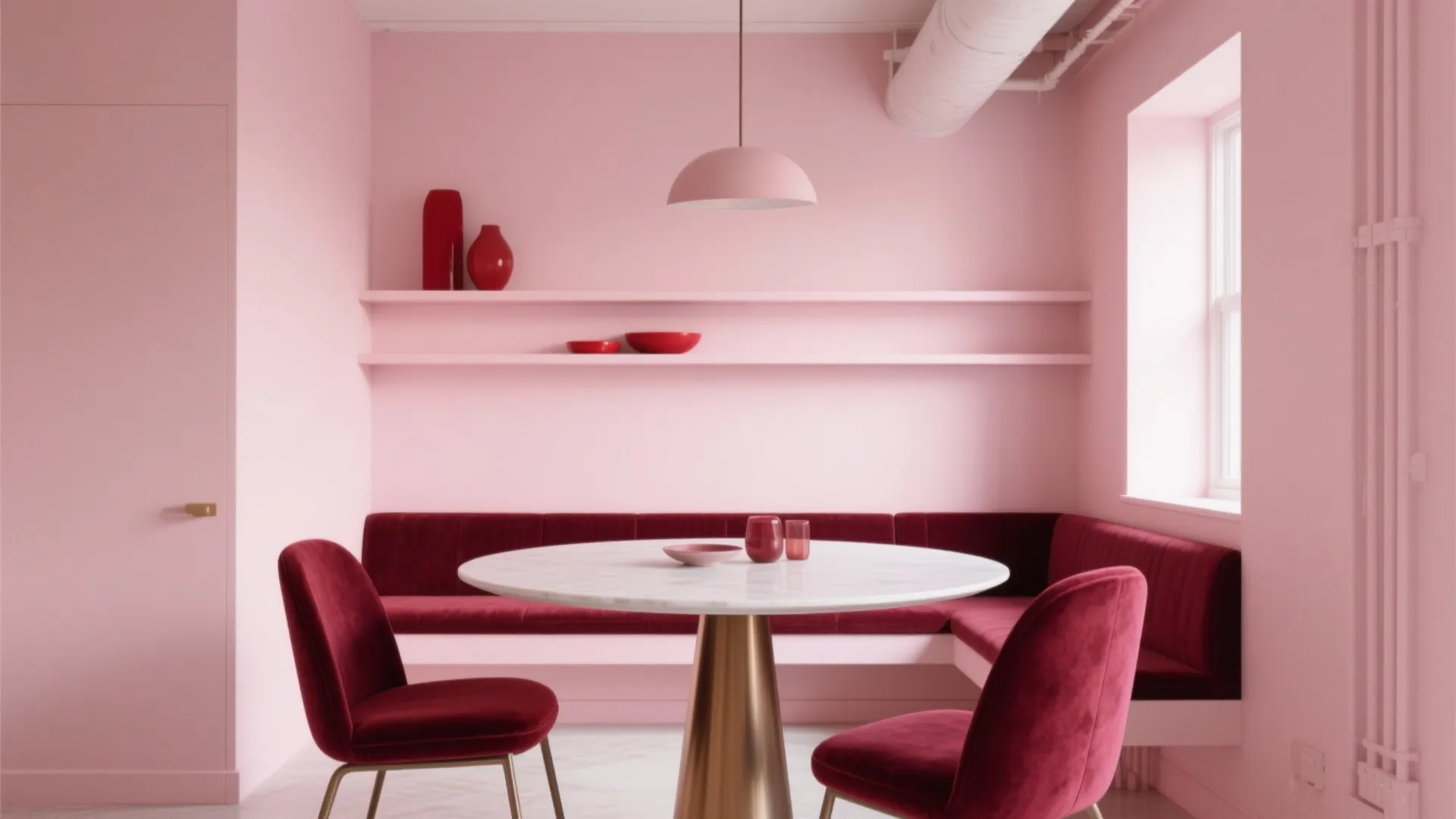 Monochrome Pink with Red or Burgundy Accents: Statement Without Clutter