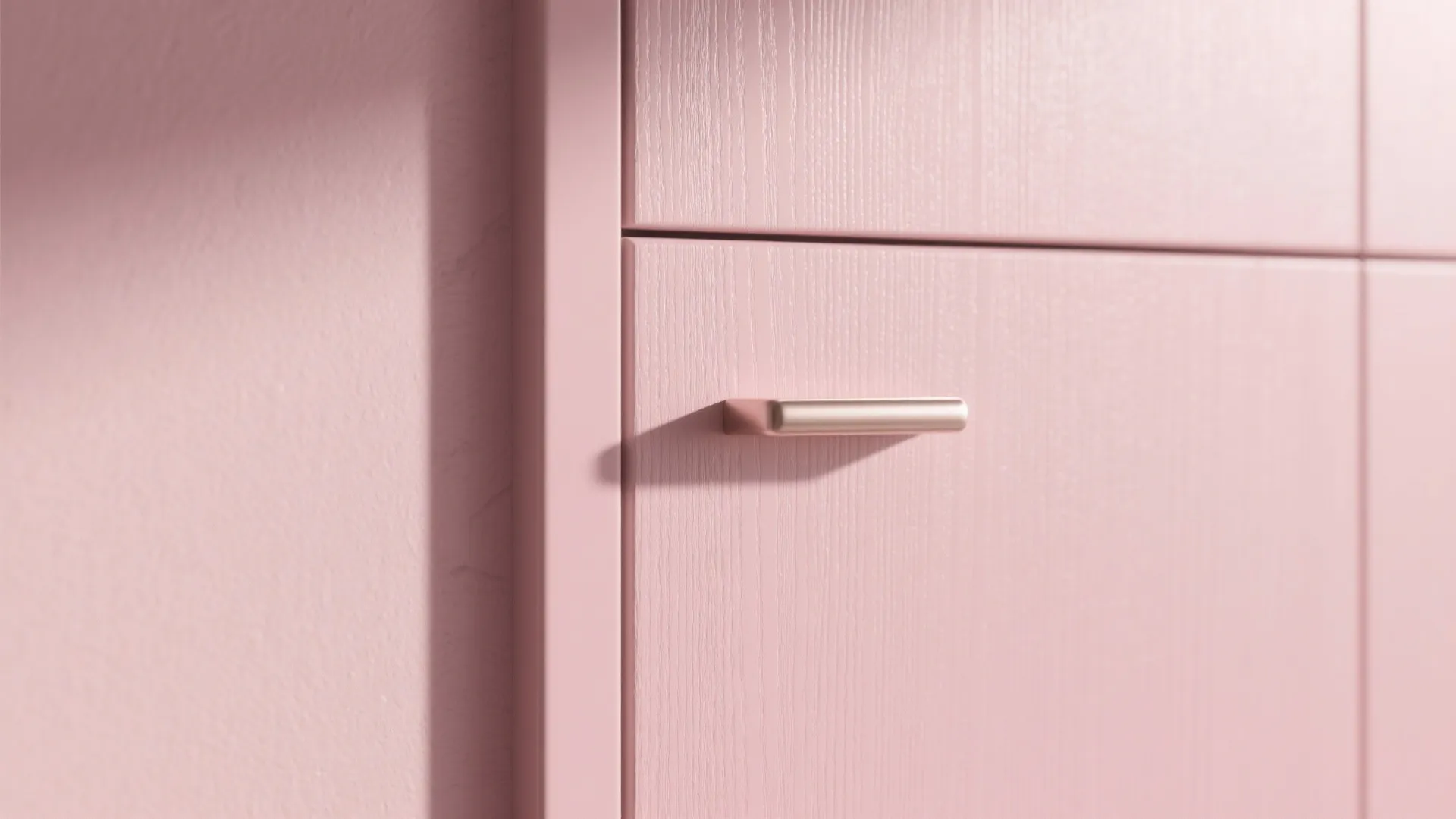 Soft pink walls with hidden storage