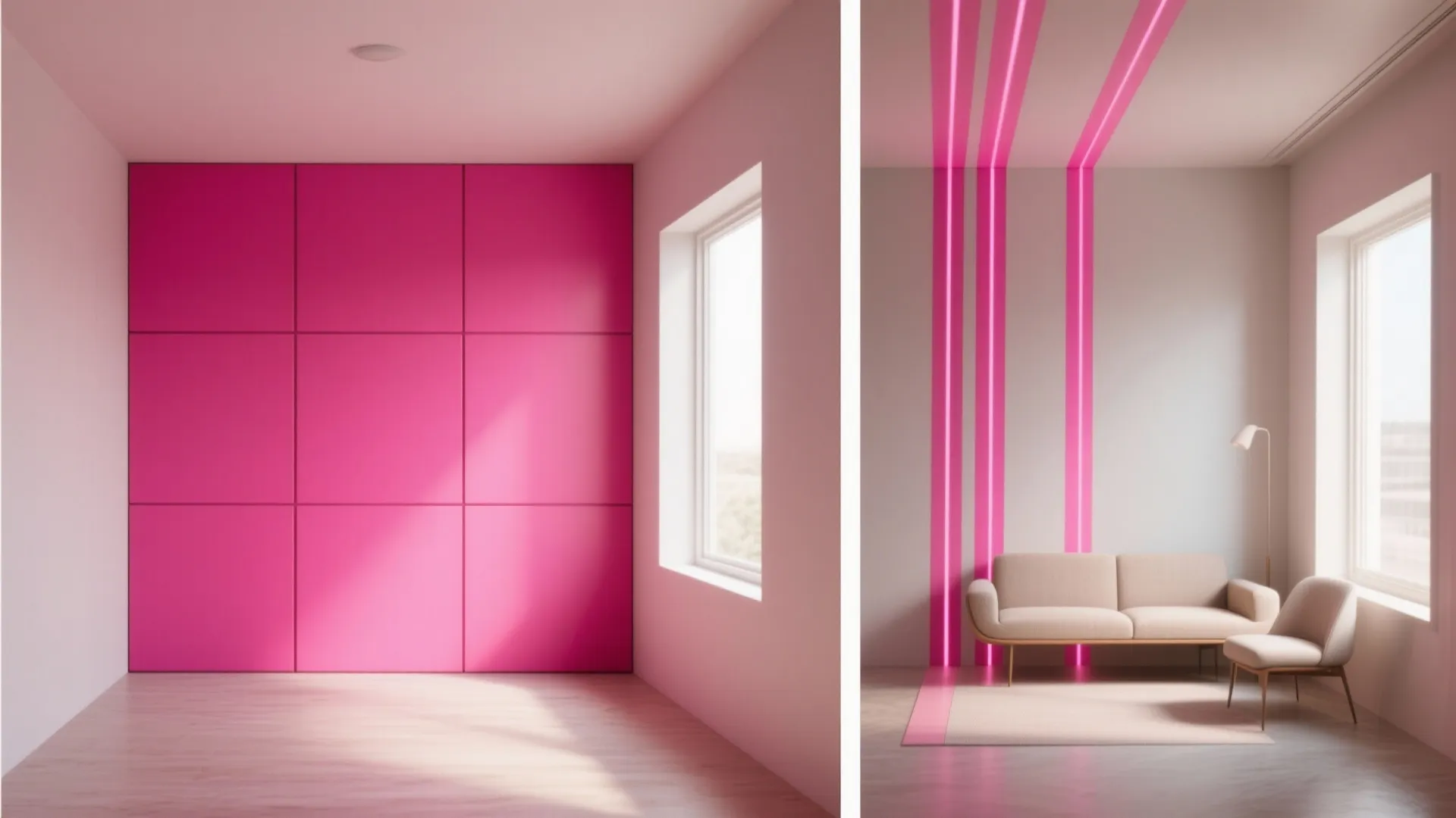 4. Play with scale: large pink panels or narrow stripes
