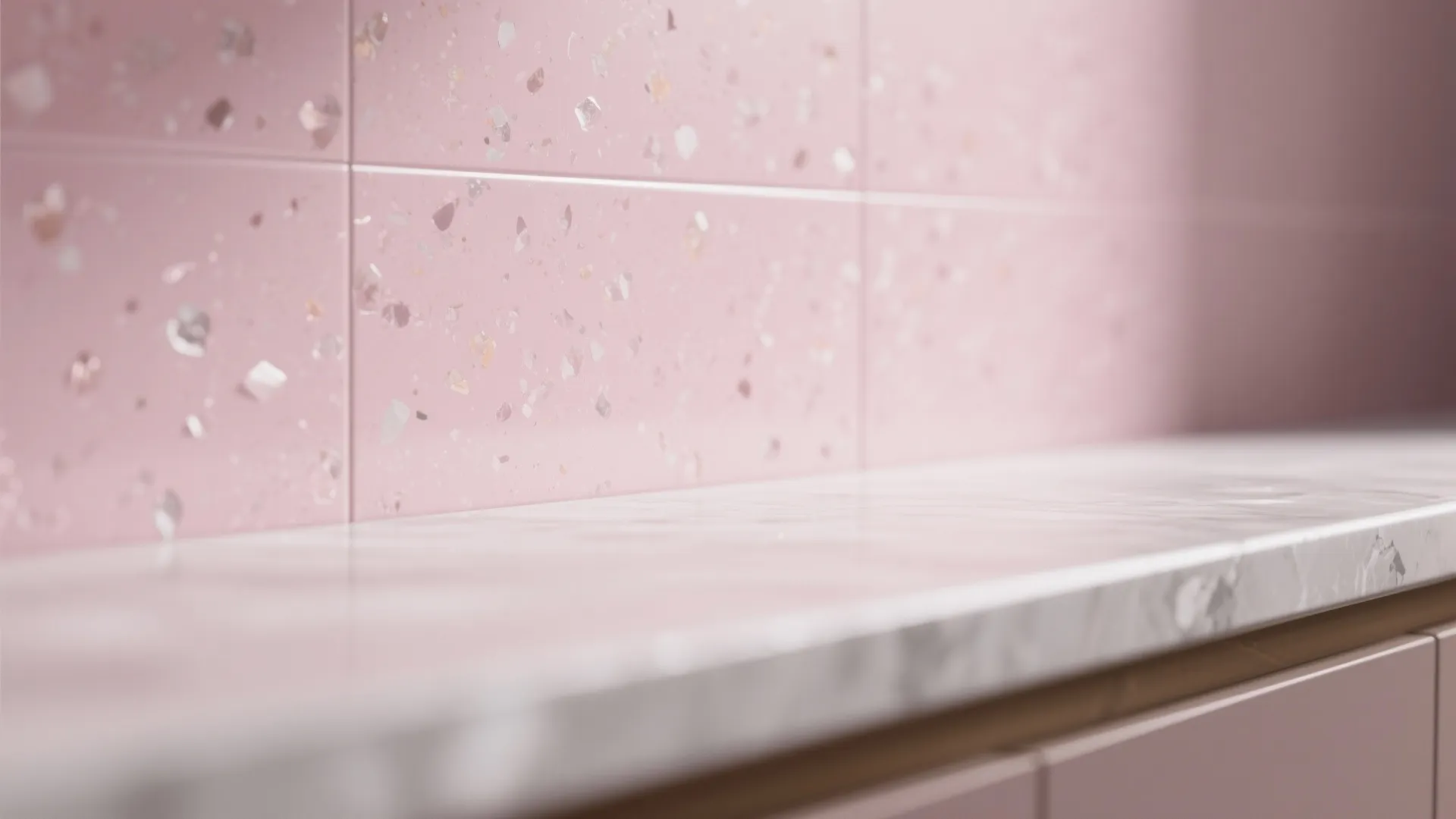 Pink Terrazzo or Solid Surface Backsplash