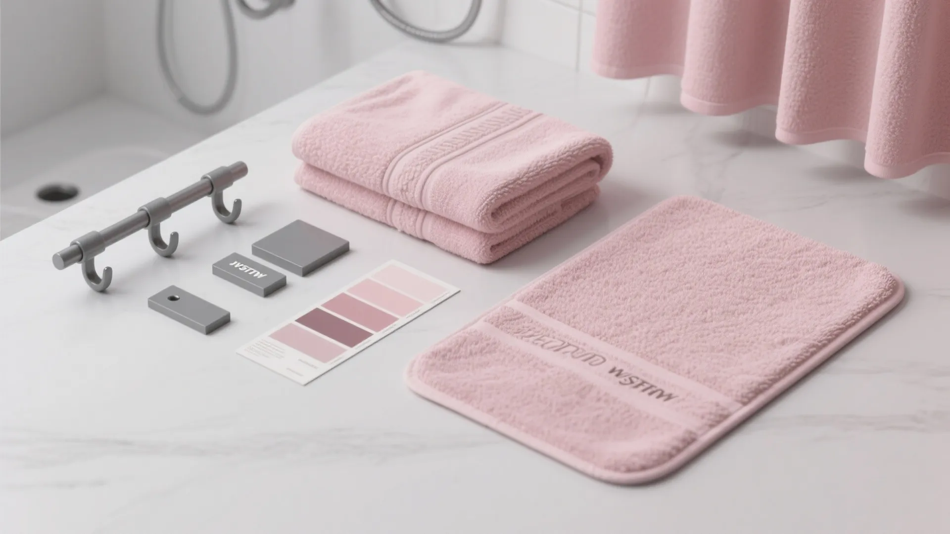 5. Soft pink textiles + industrial grey hardware