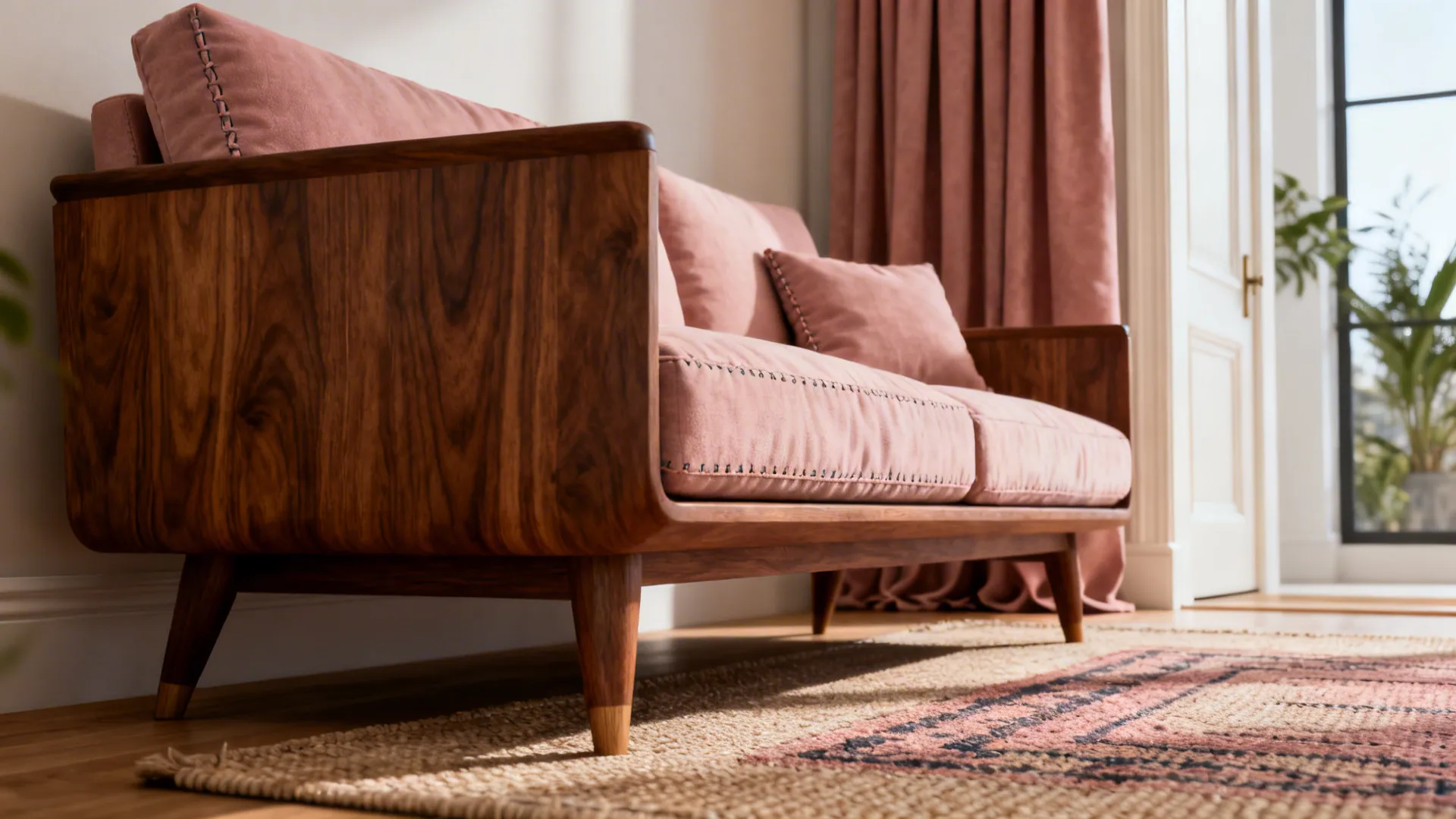 2. Pink Textiles, Brown Wood Bones