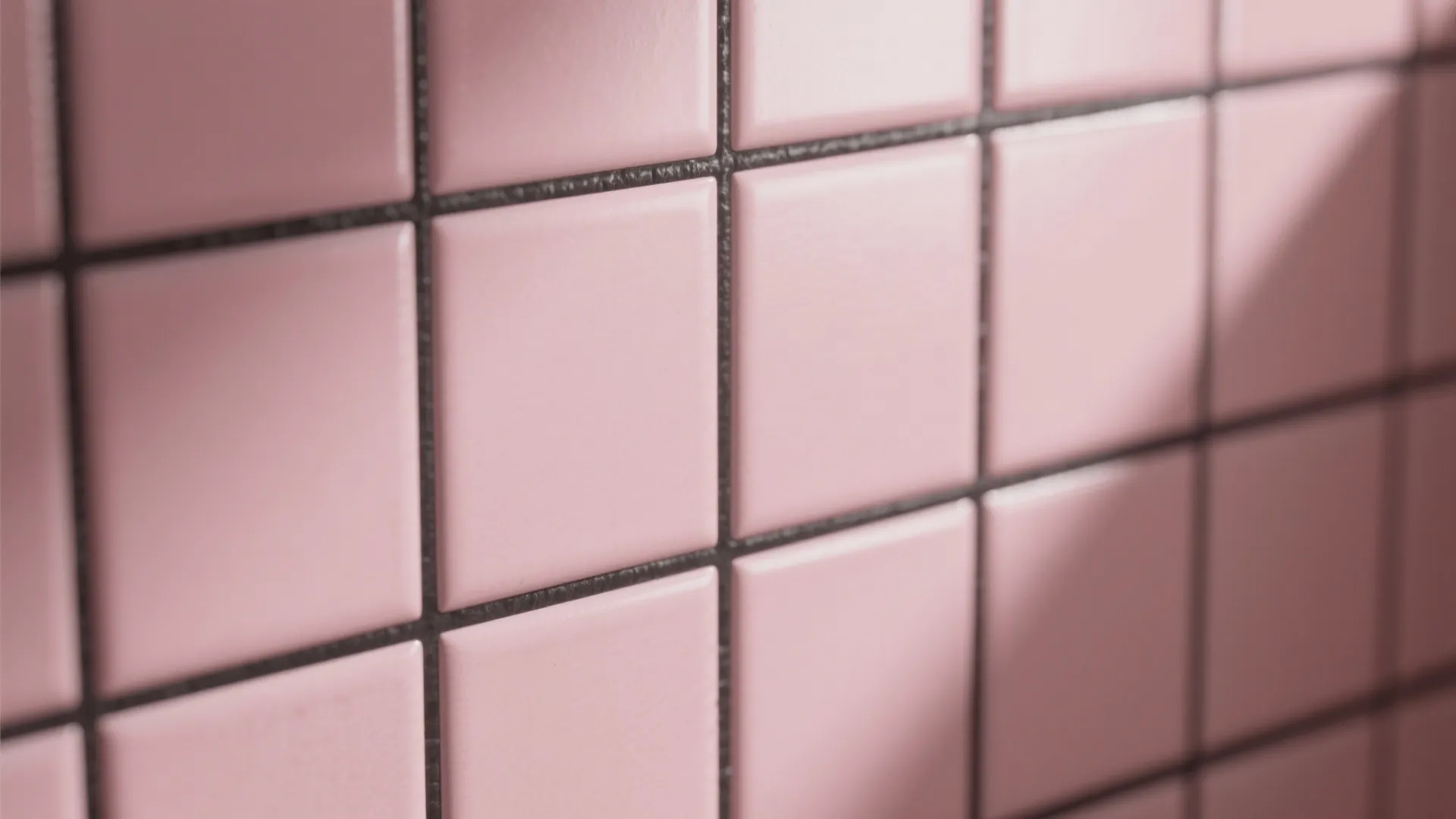 1: Soft pink tiles with black grout for subtle contrast