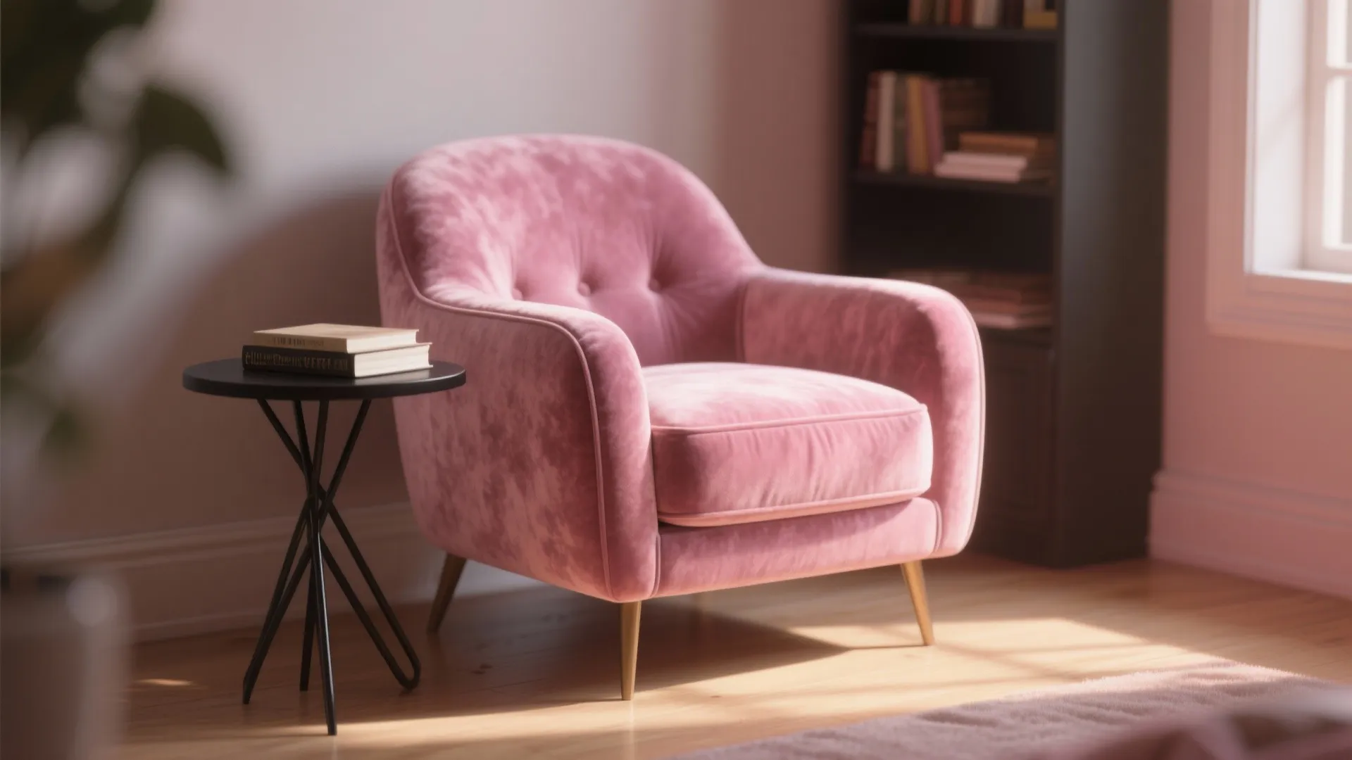 4. Pink Velvet Armchair as an Accent Piece