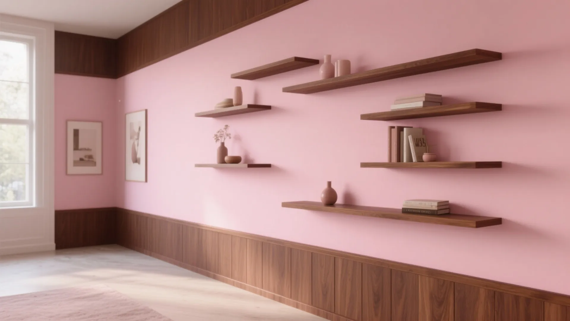 3. Pink Walls, Brown Trim