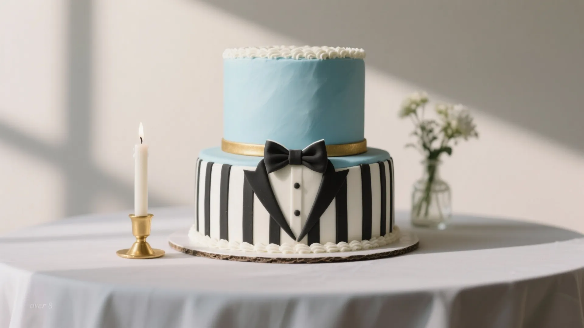 Two-Tier Pinstripe Cake with Buttercream Texture