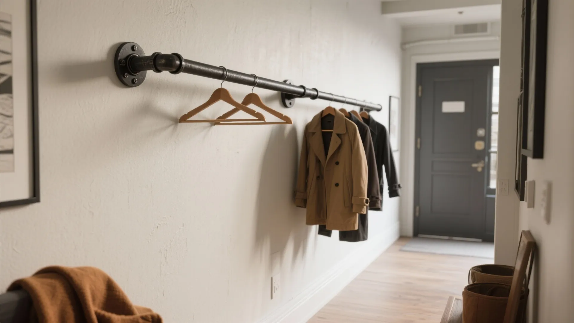 DIY Pipe Clothing Rack Wall Mounted: Space-Saving Guide: 1 Minute to a Sleek, Industrial-Inspired Wardrobe Storage Solution