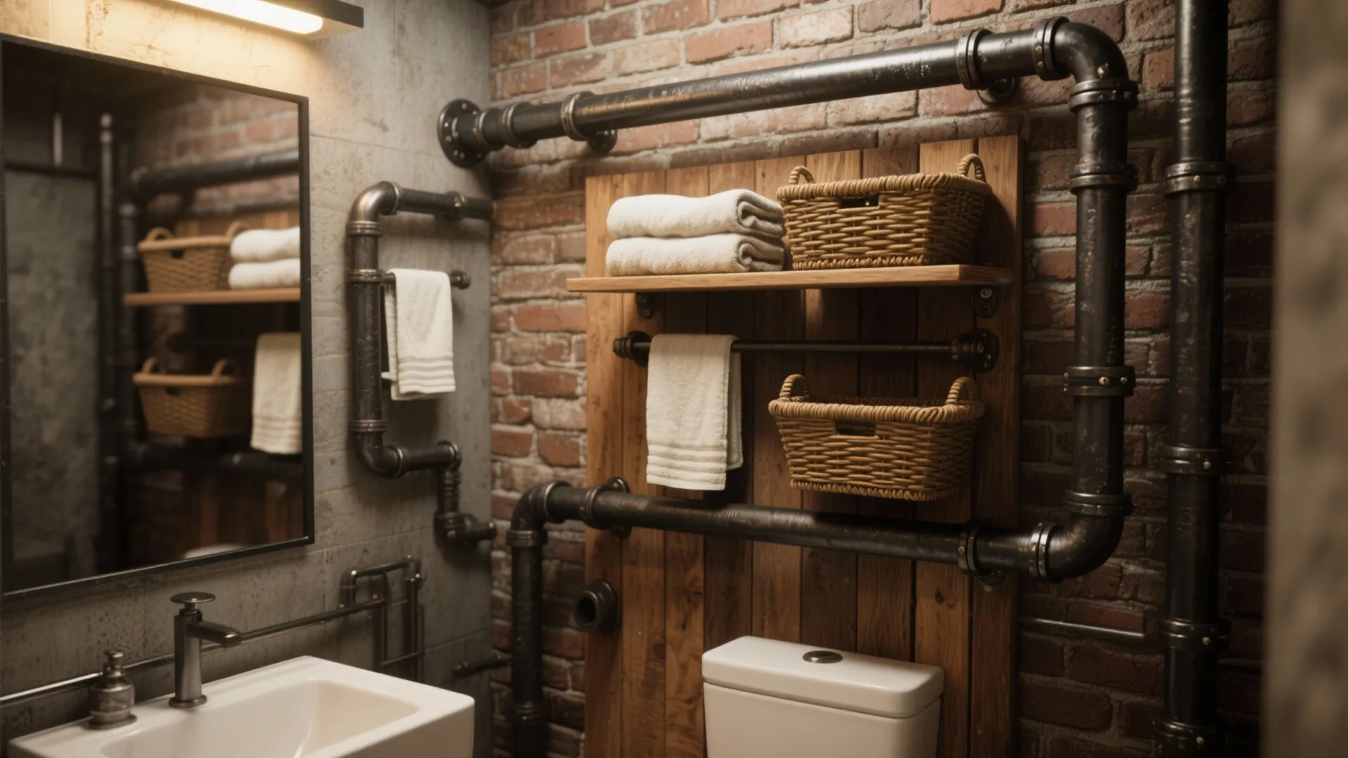 Industrial pipe shelving for character and durability