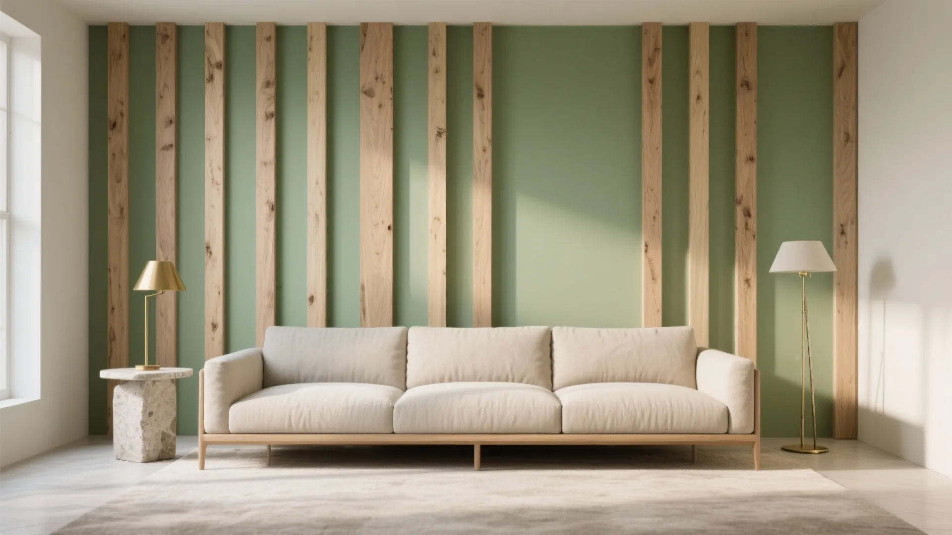 Pista Accent Wall with Vertical Wood Slats