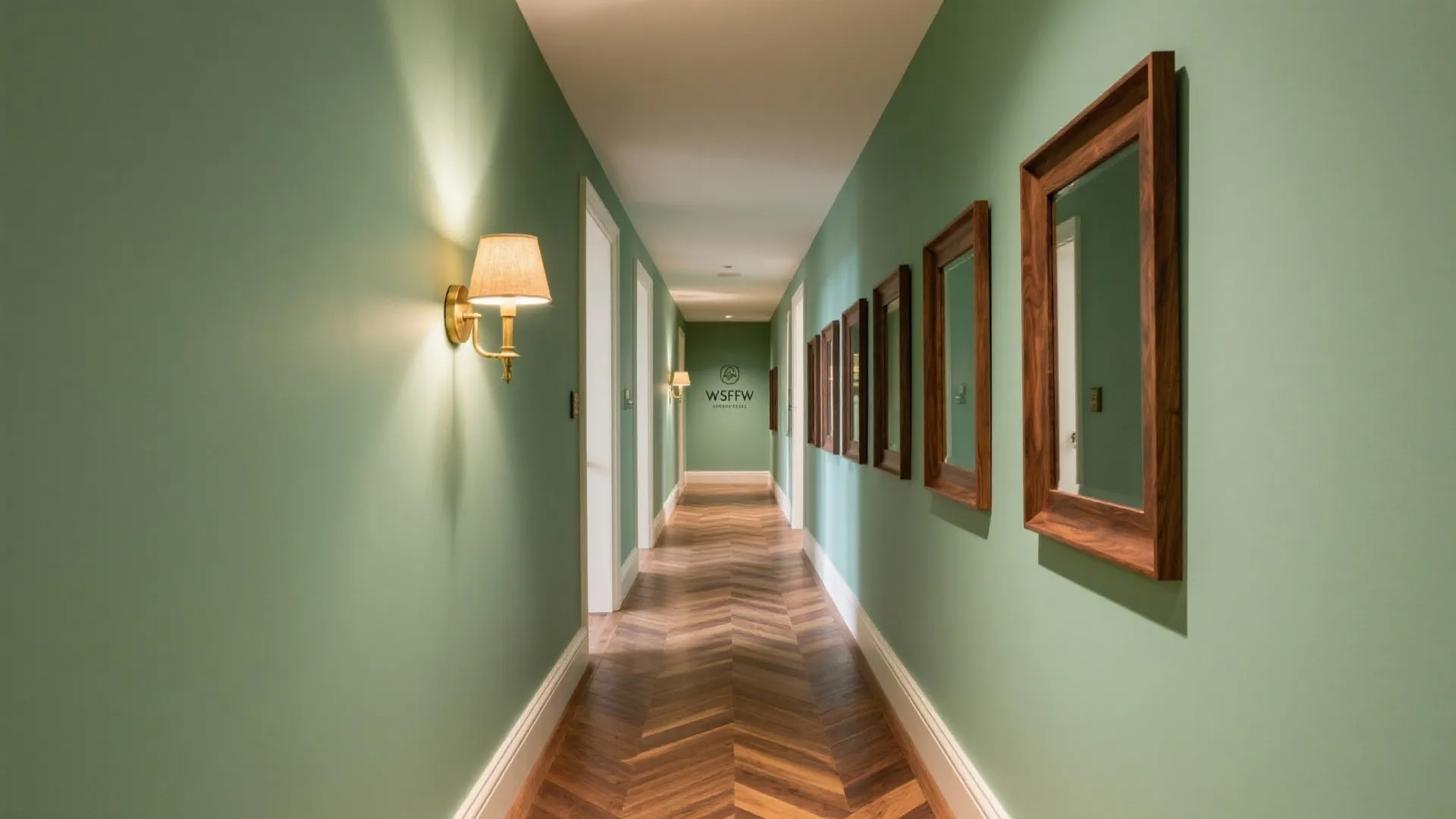 Warm Woods & Brass with Light Green Walls