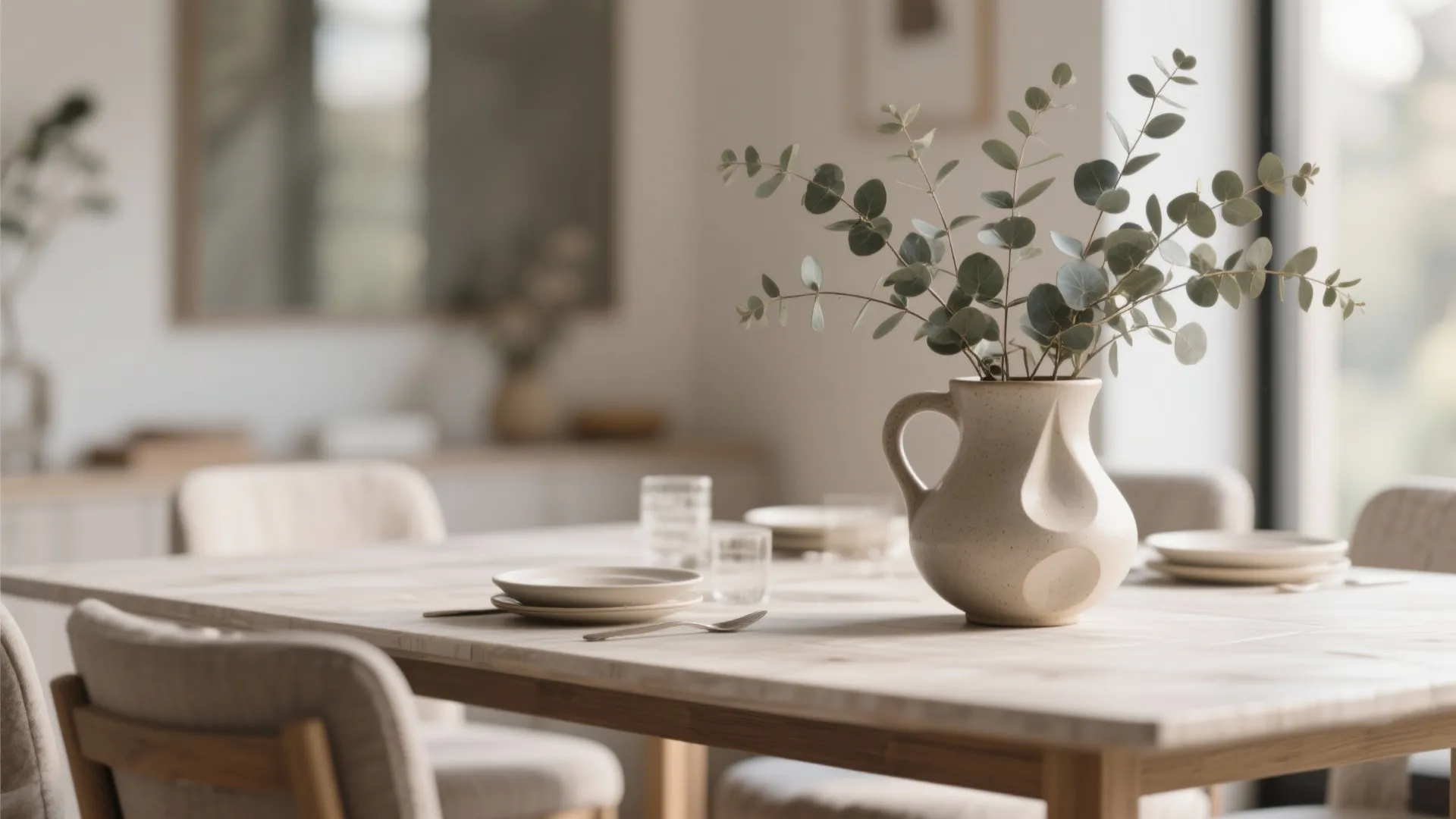 6. Sculptural Pitcher with Greenery