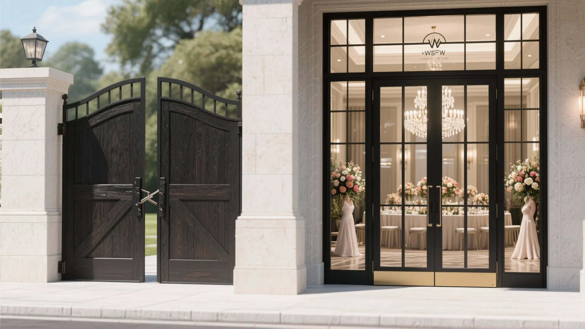 Steel-and-Glass Pivot Gate