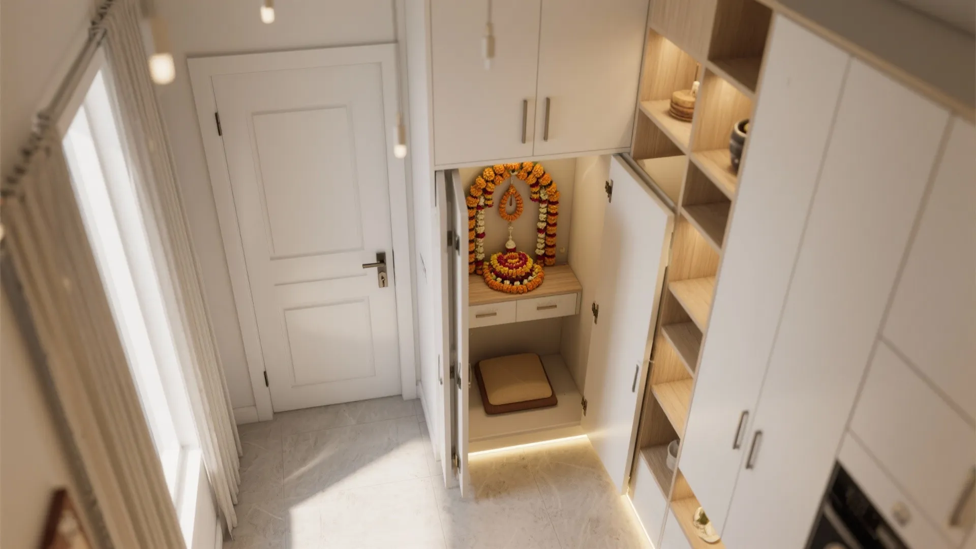 5) Pivot or bi-fold glass doors for ultra-compact nooks