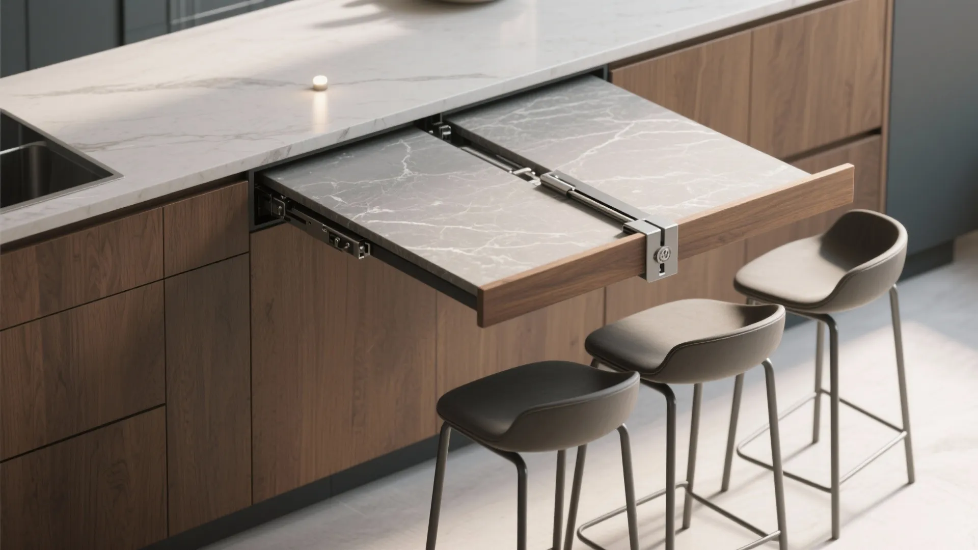 4. Pivot Counter: A rotating work-and-eat surface