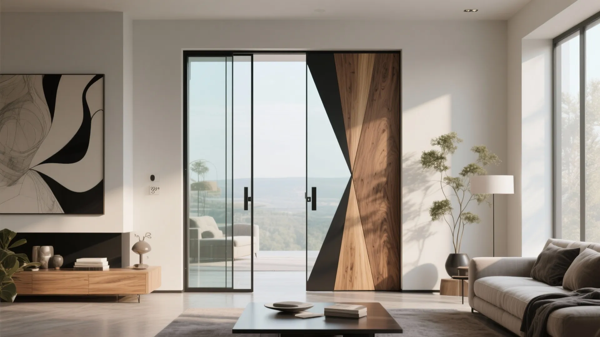 10. Mixed-Material Pivot Door