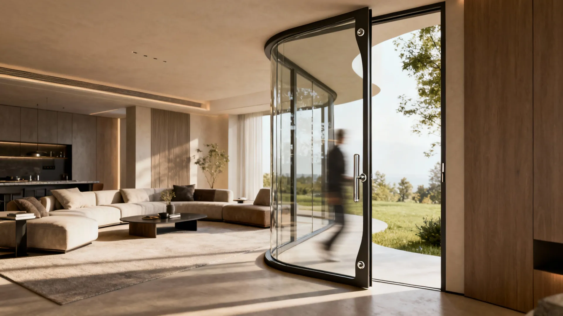 5. Pivot glass door as a sculptural divider