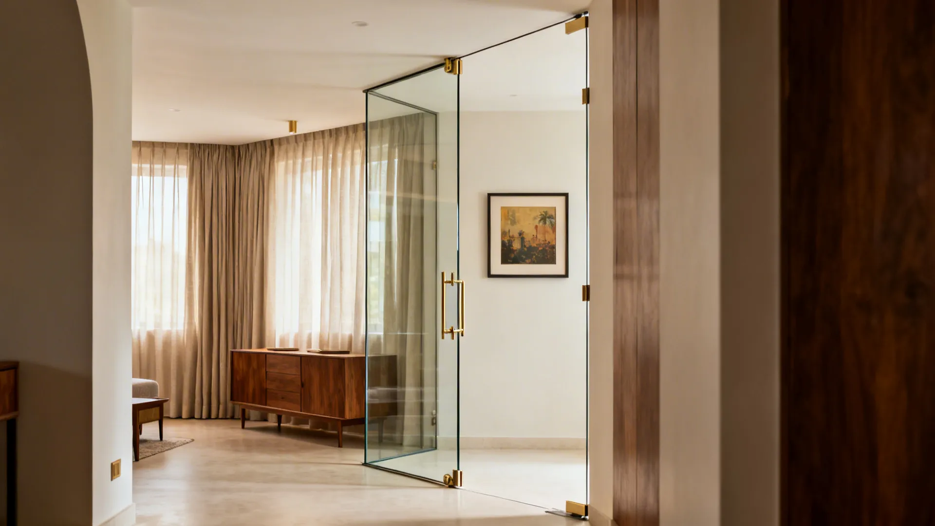 Pivot Door Partition: Sculptural Movement in Tight Plans