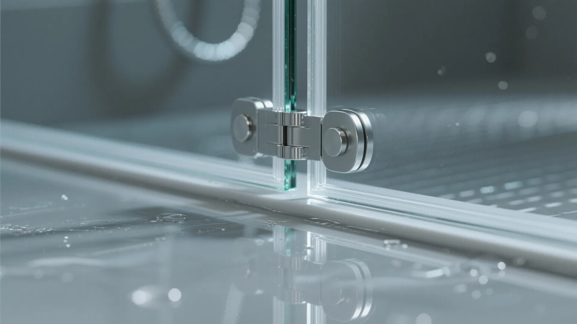 Shower-Rated Pivot Door With Clear Sightlines