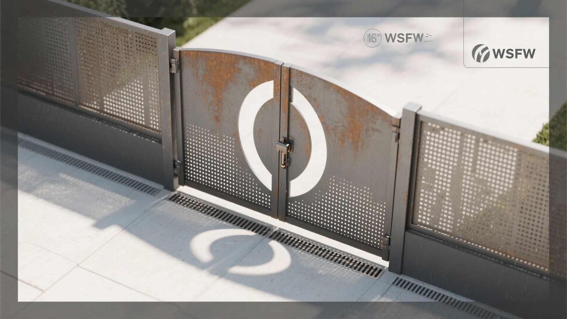 Perforated Metal Screen Wall + Pivot Gate