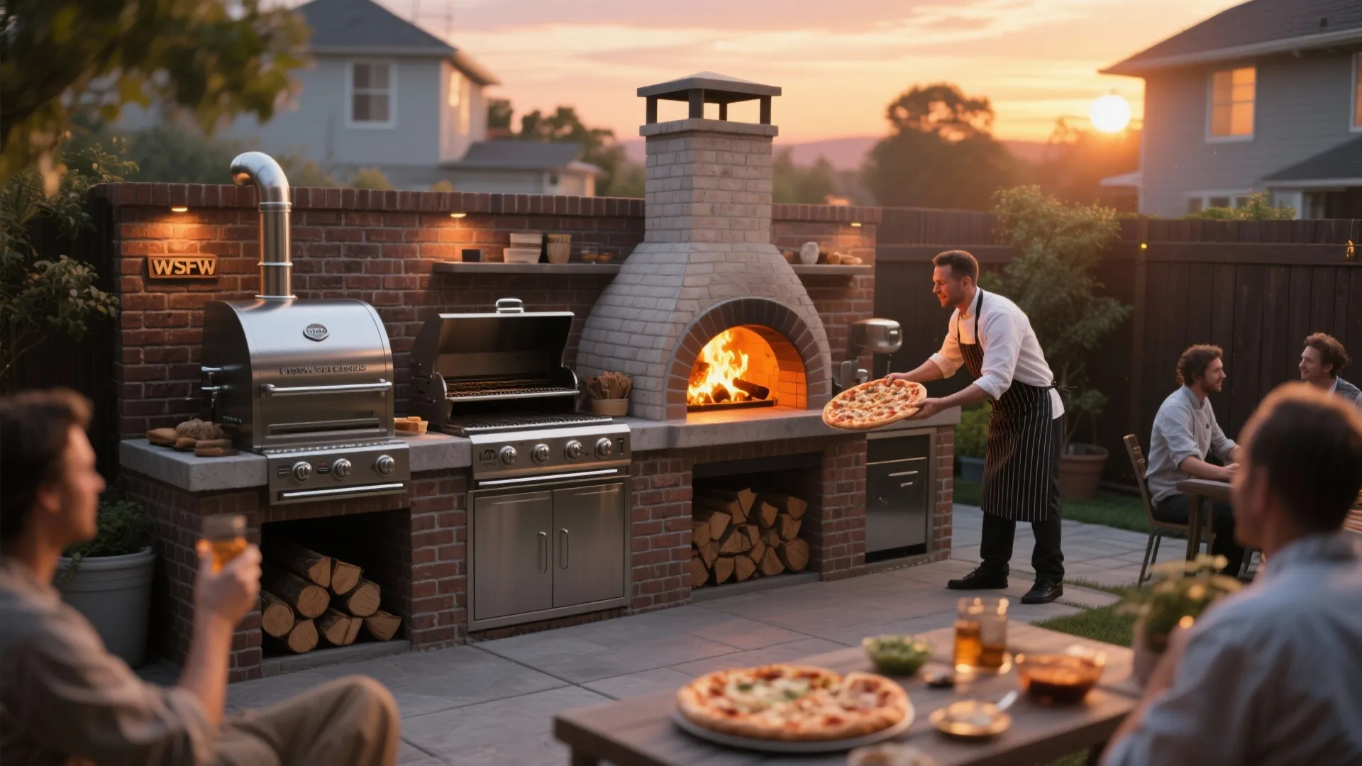 5. Wood-fired pizza oven or multi-zone wall
