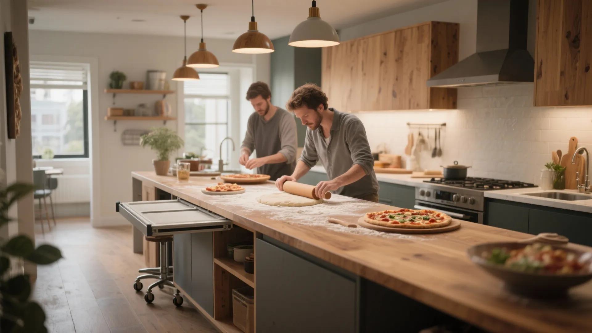 4. Multi-use islands with pizza prep zone