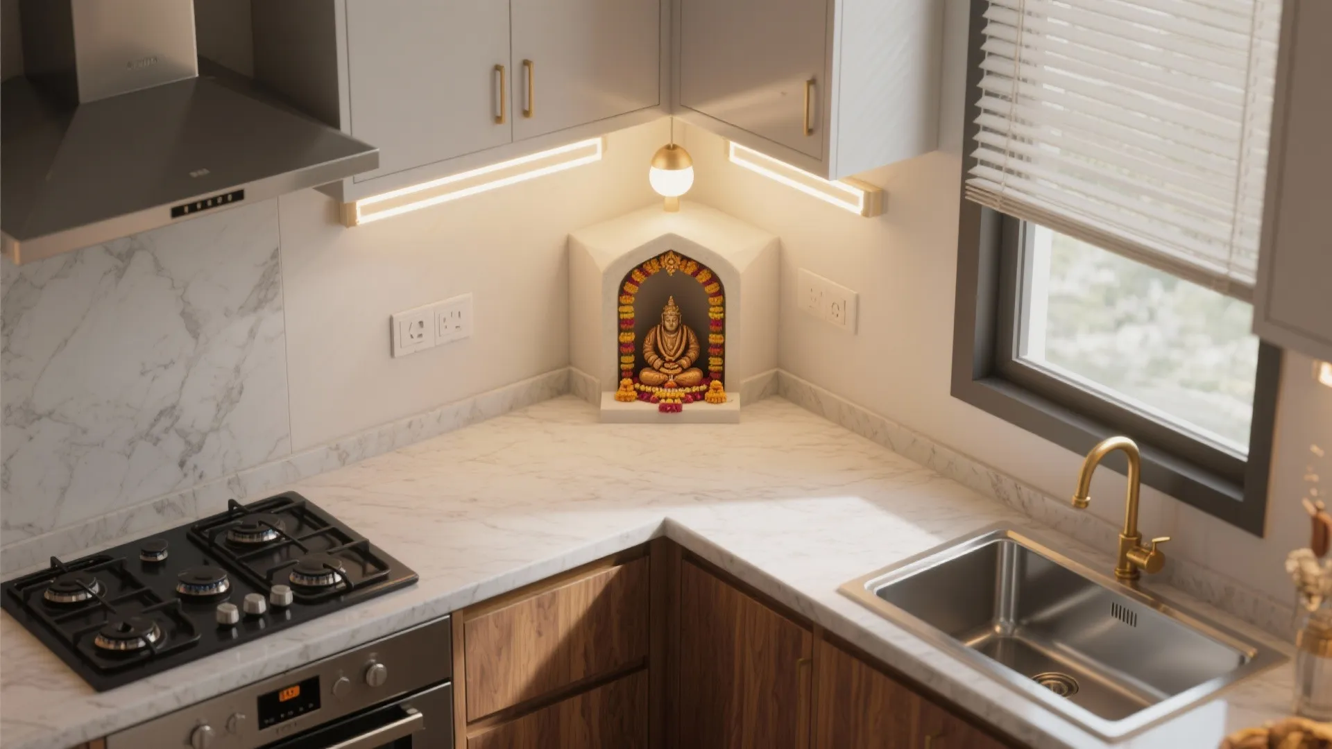 How I Place, Light, and Care for Kitchen Pooja Nooks