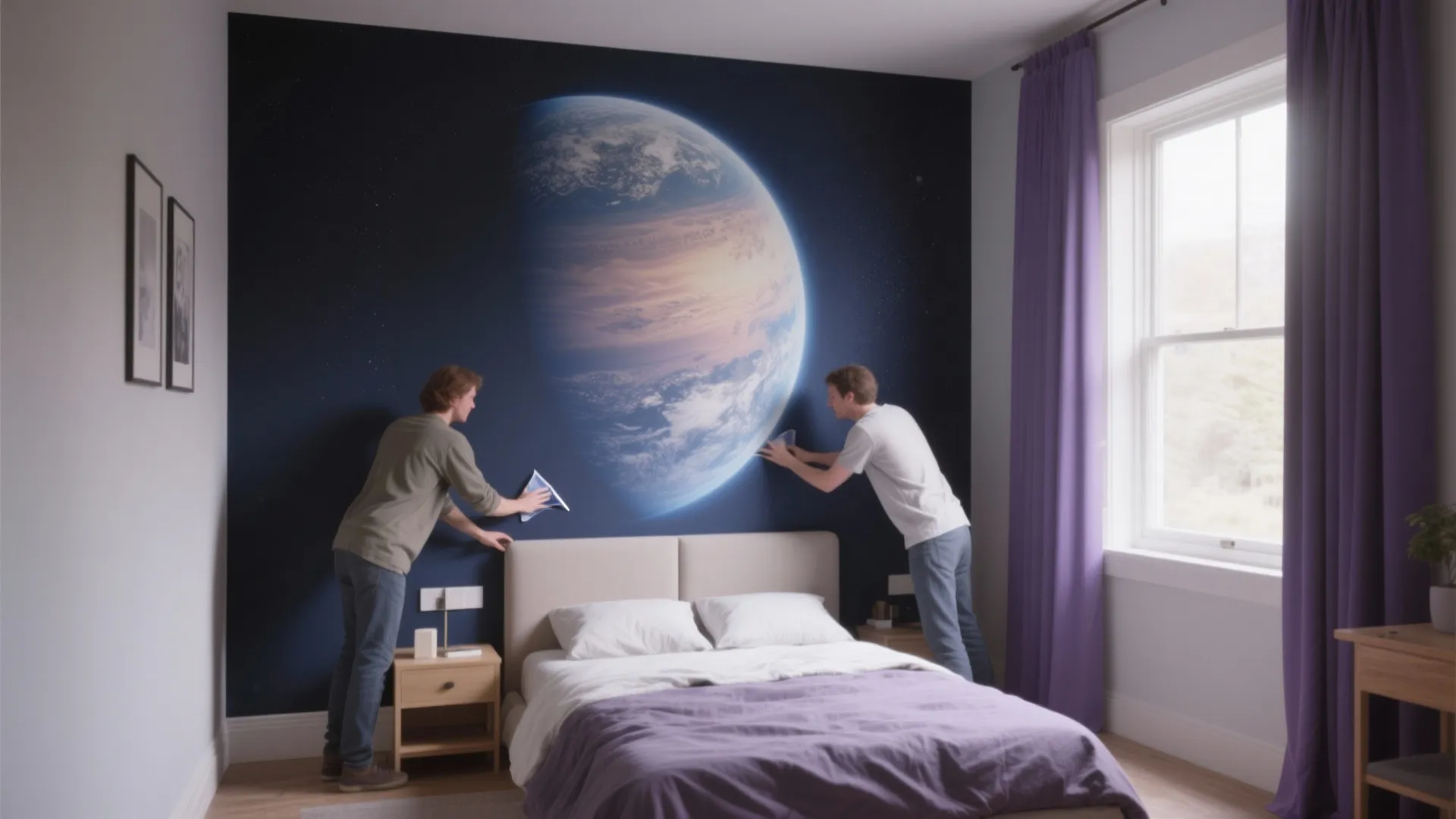 2. Planet Wall Mural with Peel-and-Stick Decals