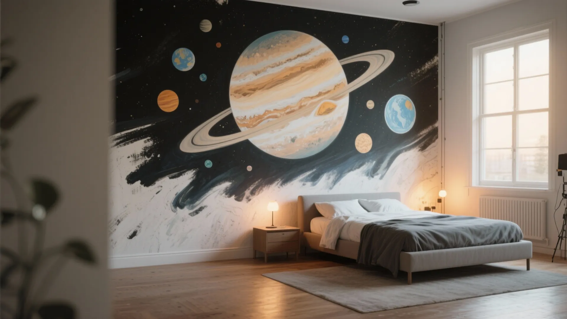 Planet Wall Mural with Scale