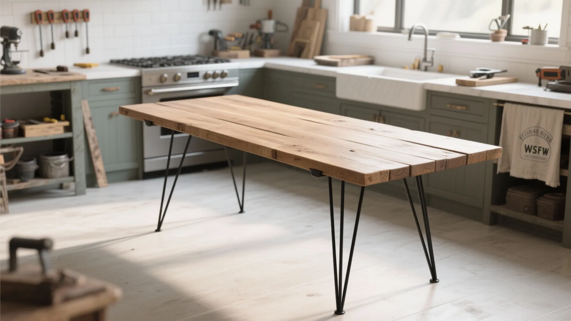 1. Classic Plank Top with Hairpin Legs