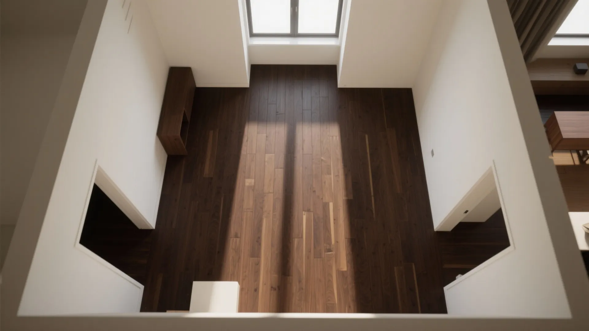 3) Run flooring continuously and align boards with the sightline