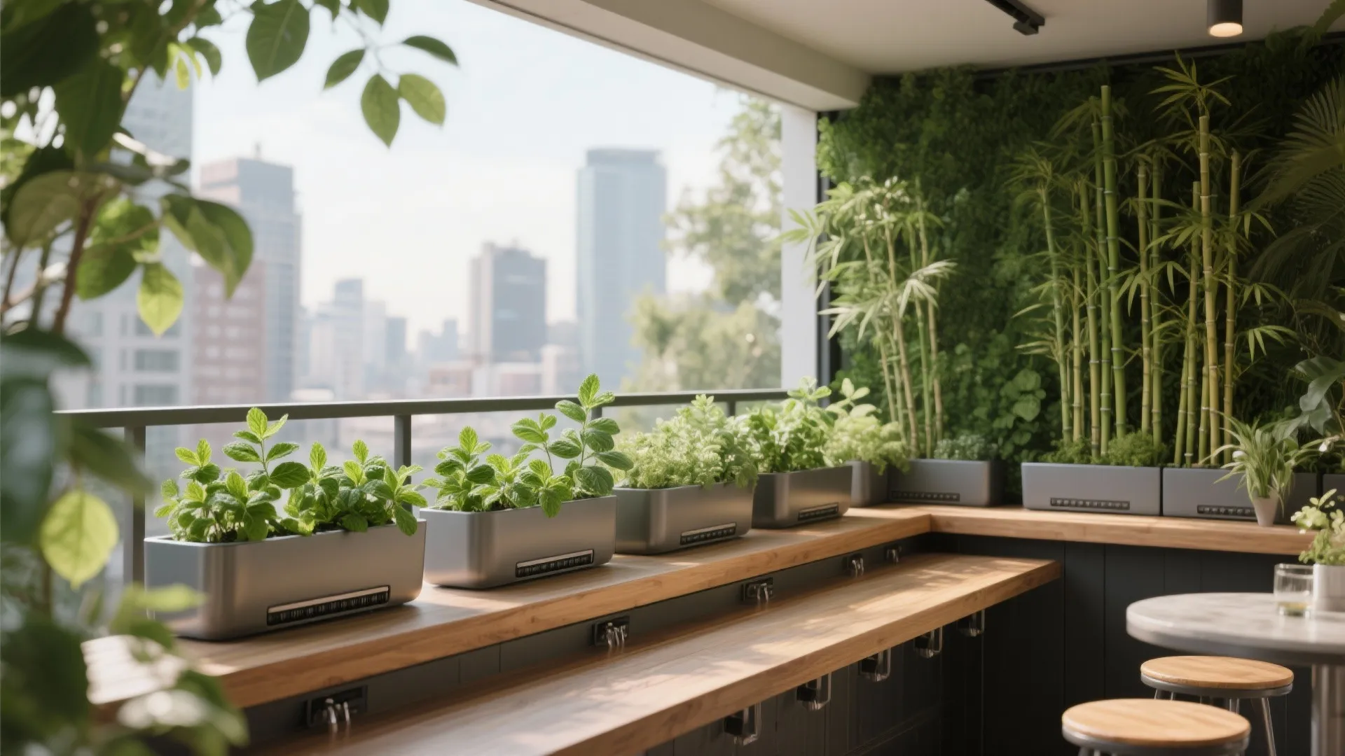 Plant-Integrated Bar: Green Screen + Perch