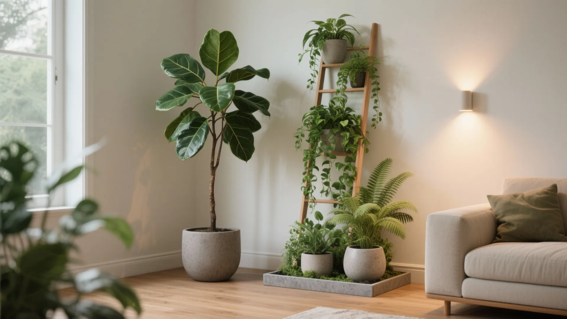 Vertical Green Corner with Plant Ladder or Pedestal