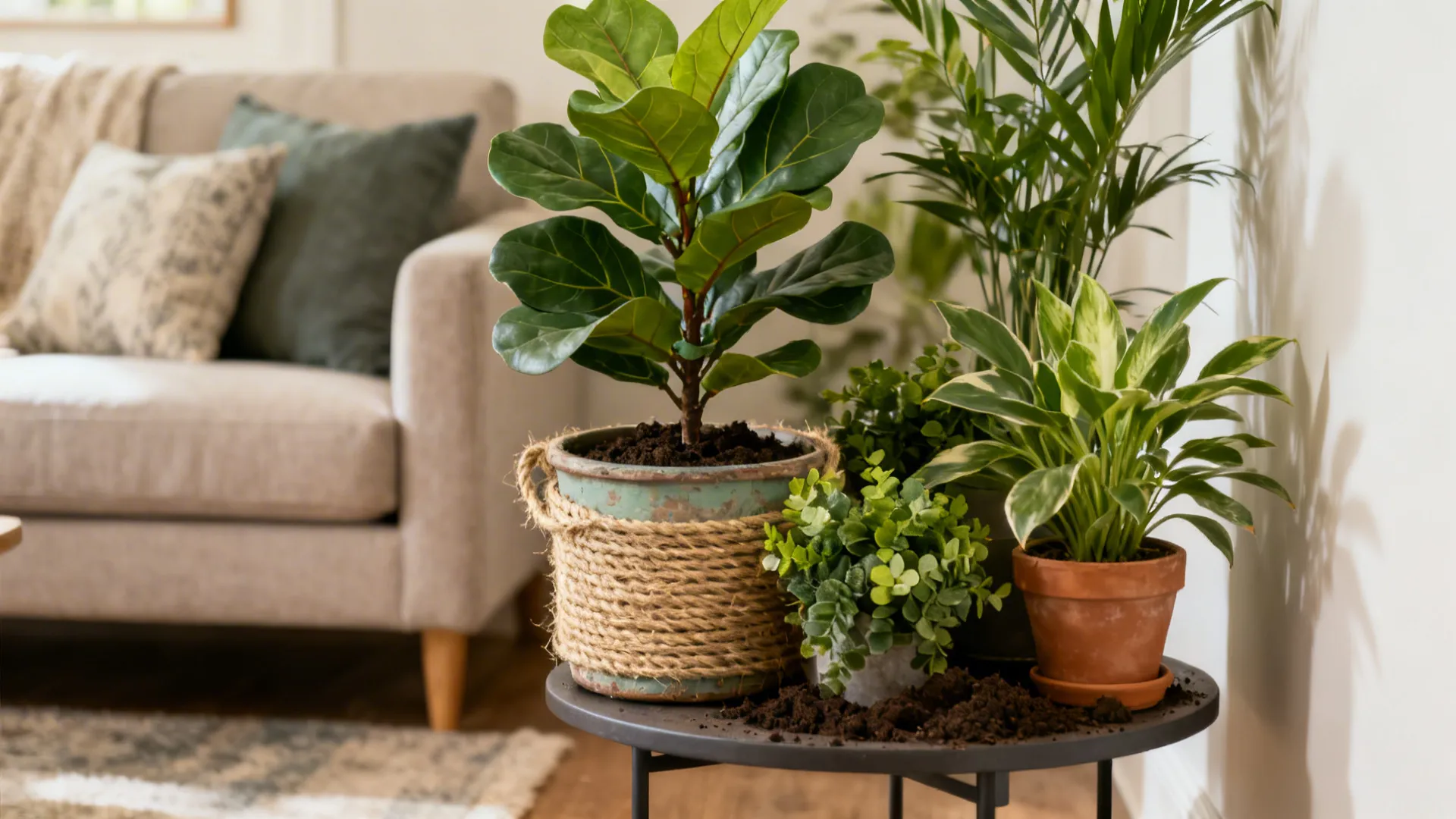 3. Thrifted-Style Planters and Greenery