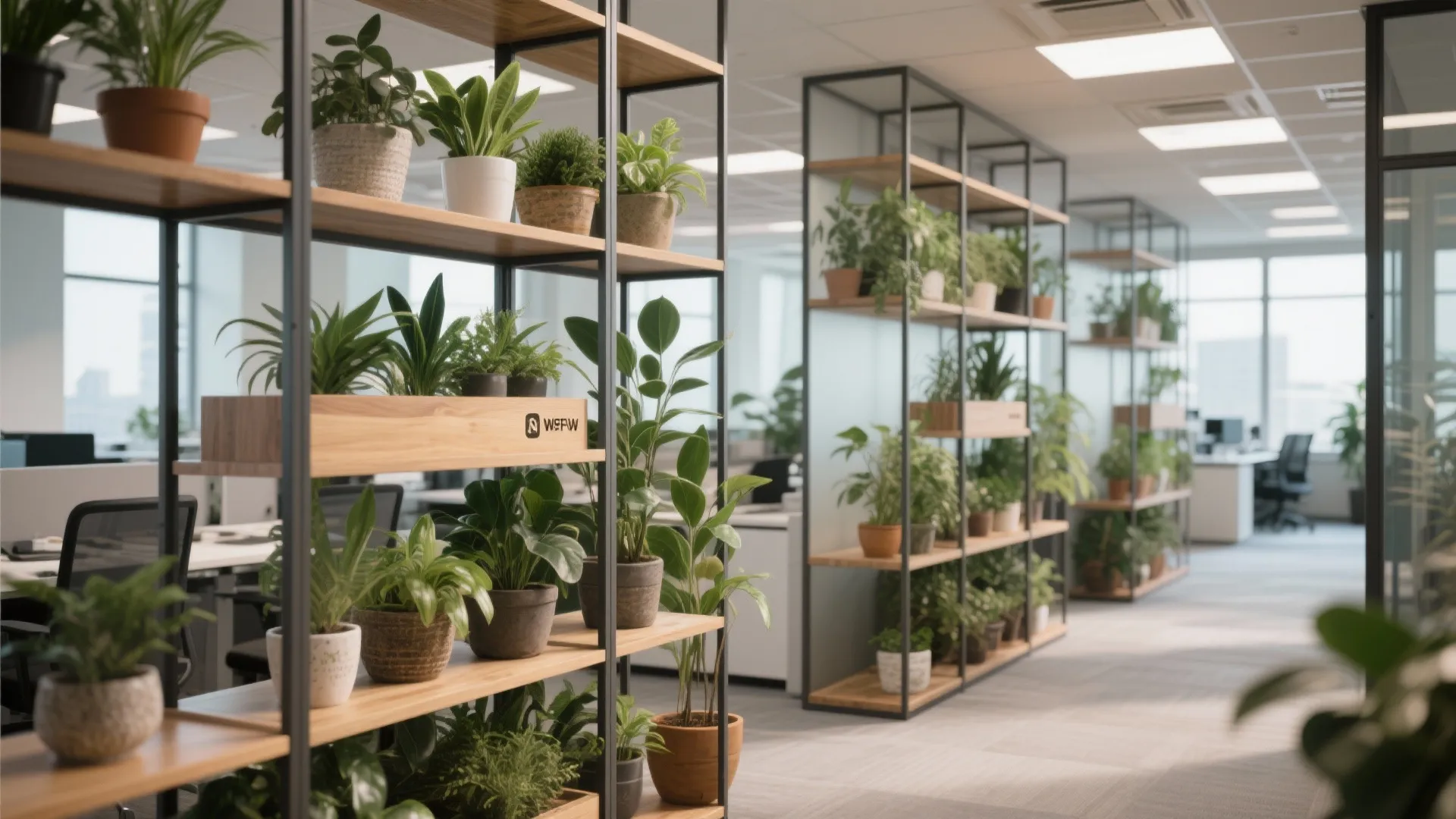 8. Divider Shelves with Greenery