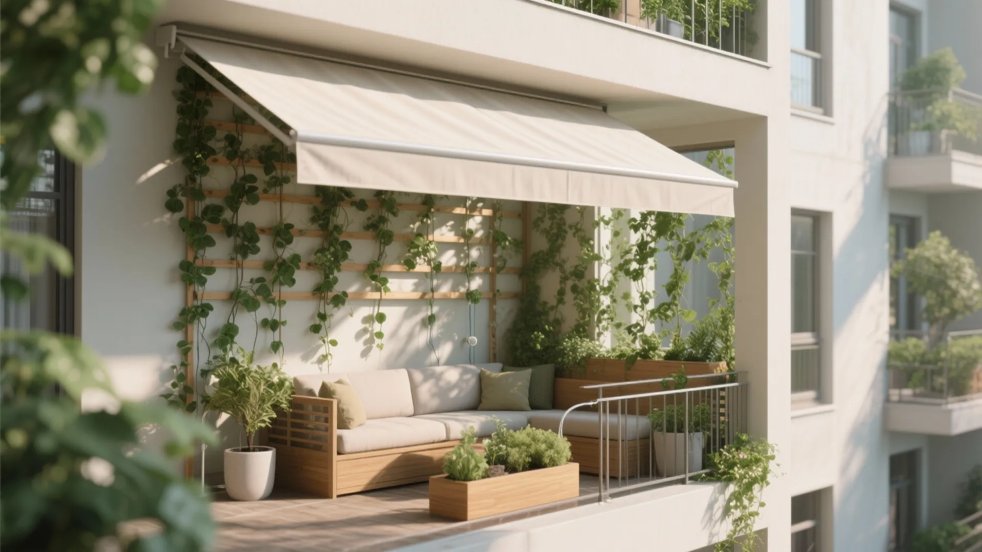 Plant-Integrated Awning for Biophilic Comfort