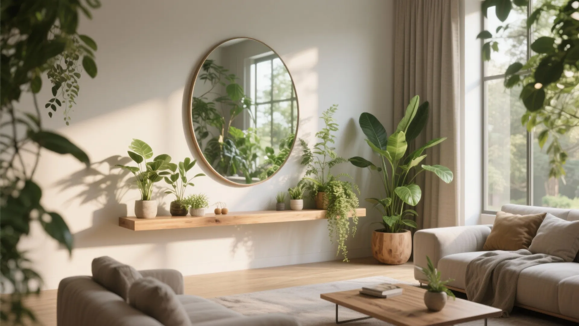 Overlapping with Floating Plant Shelf