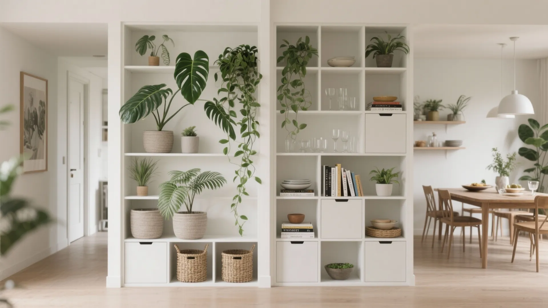 Open Shelving Partition with Plants