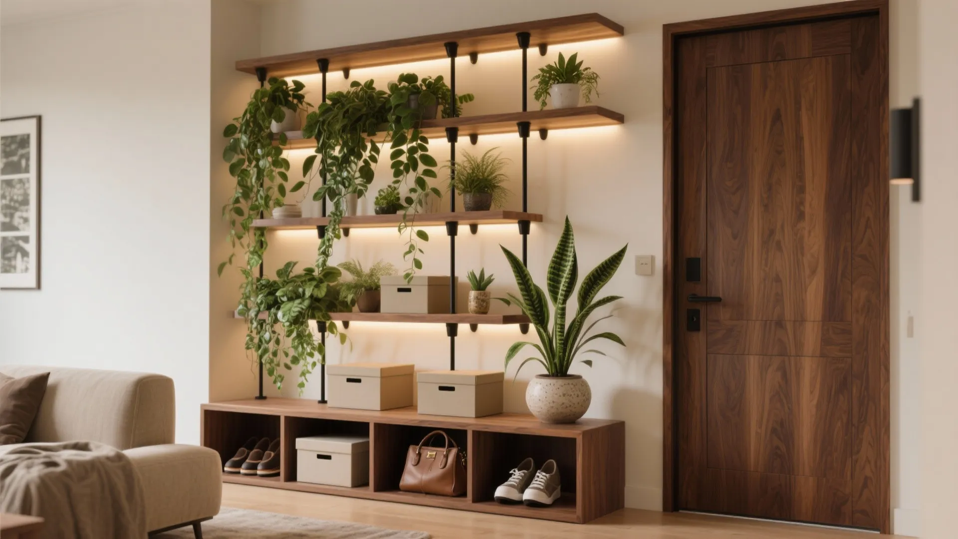 Open Shelving with Greenery (Biophilic Divider)