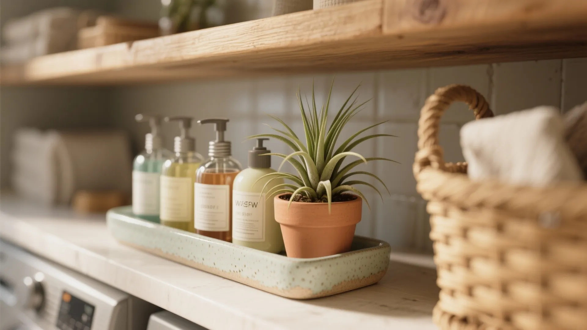 2. Greenery and Curated Soap Displays