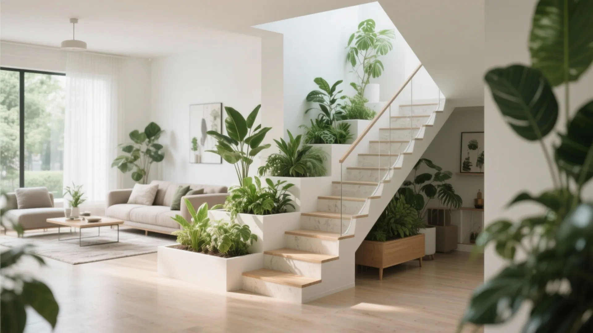 10. Open Riser Stairs with Plant Integration