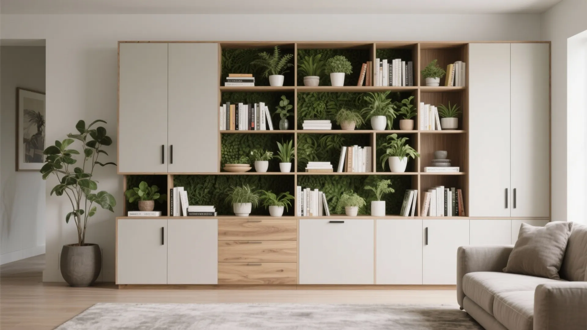 6. Plant Wall with Integrated Storage