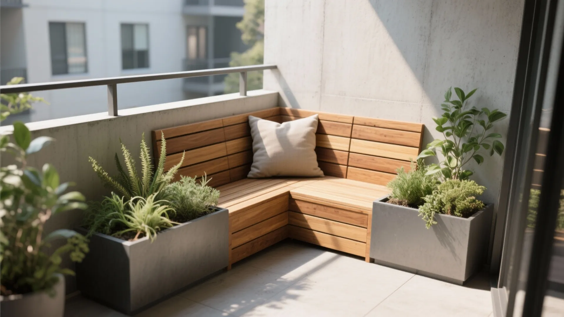Planter-integrated seating that warms the space