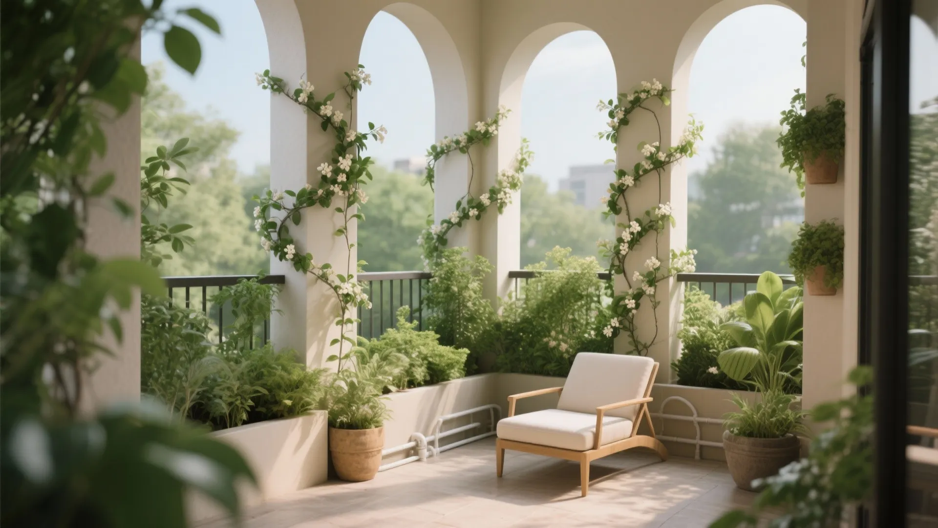 Integrated Planter Columns That Double as Green Screens