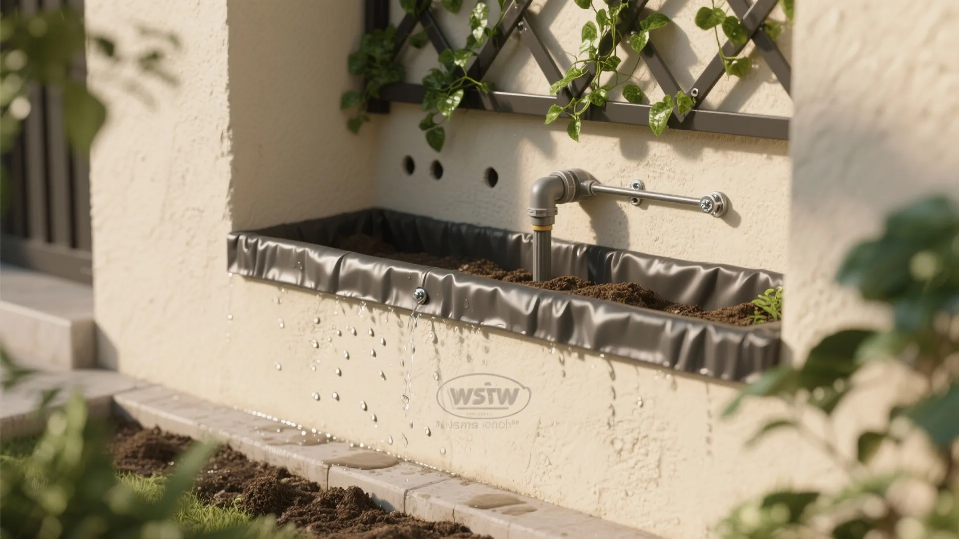2) Built-in planters and rain-smart details