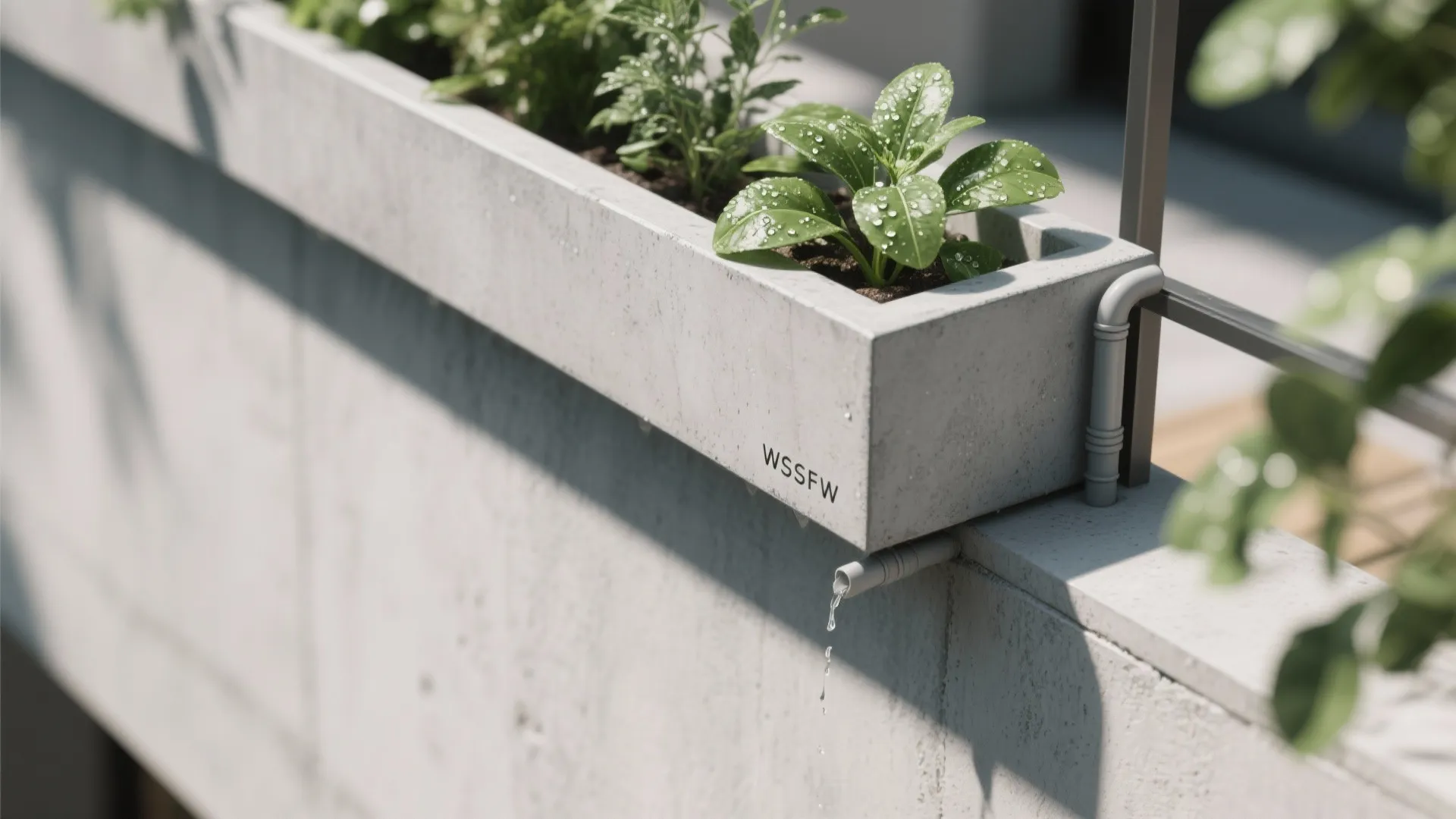 Minimal Masonry Half Wall with Planter Cap