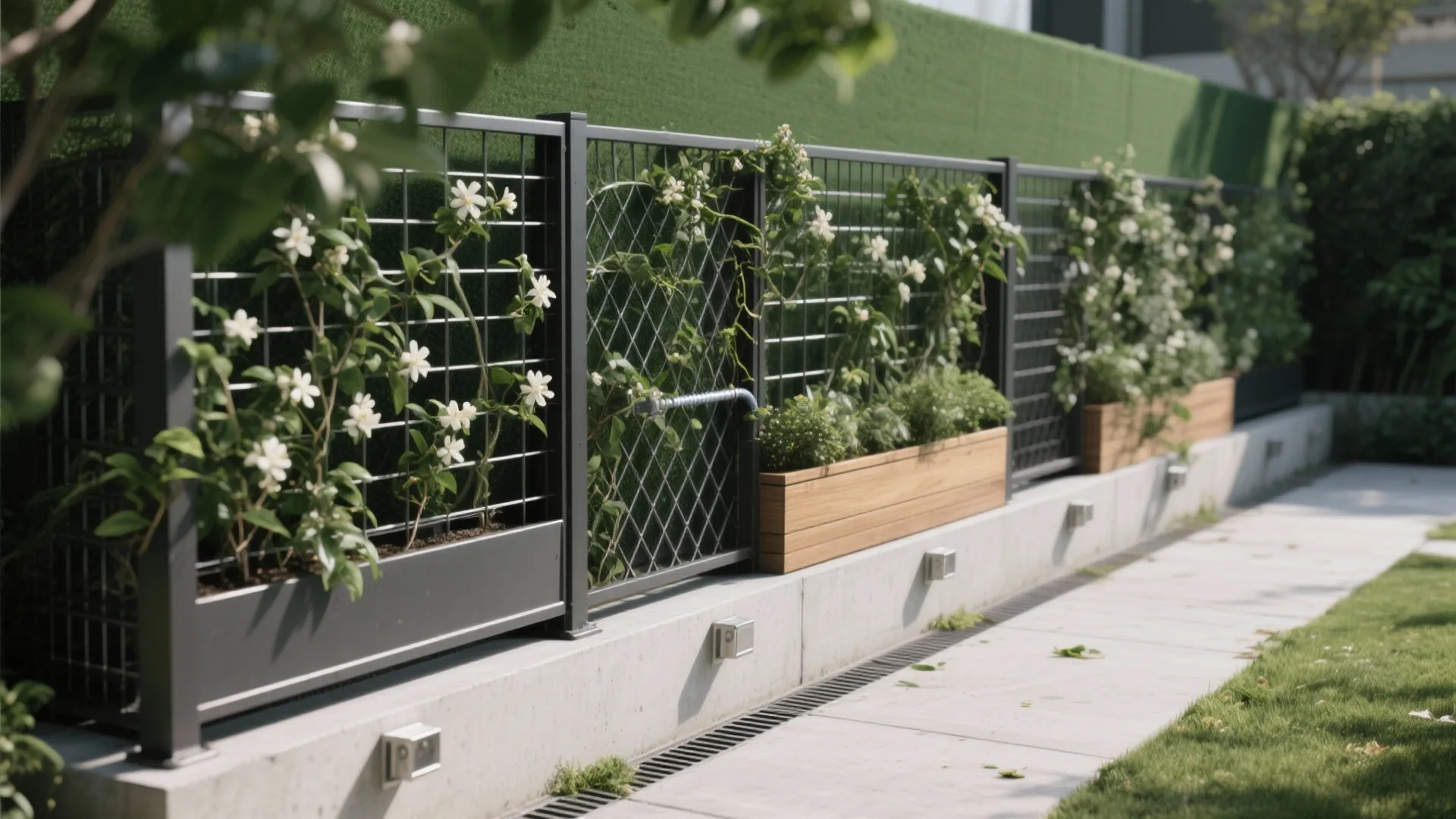 3) Green screen grills with planter rails