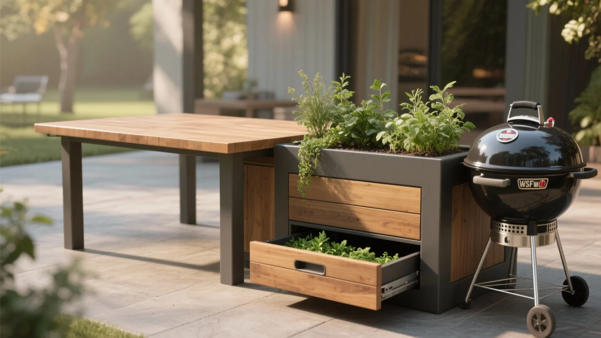 5. Planter-and-table hybrid with hidden ash drawer