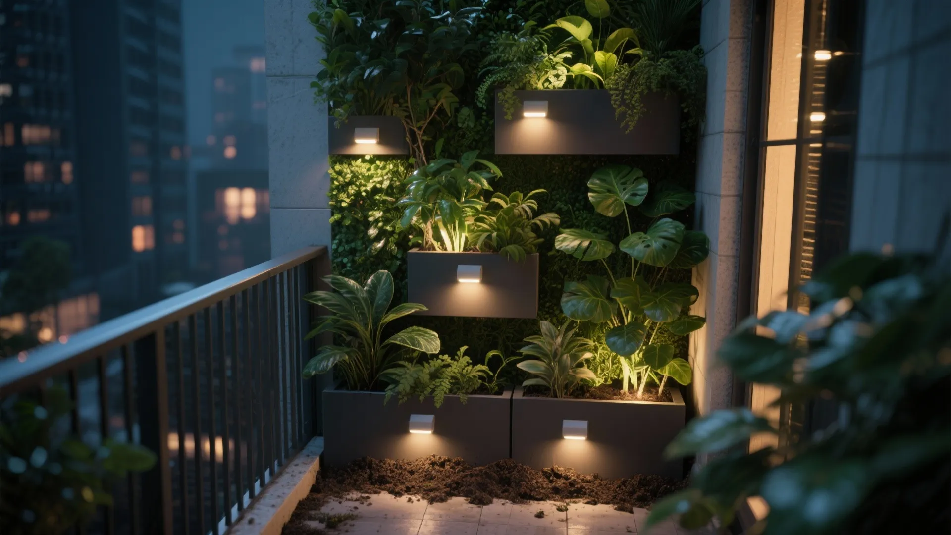 5. Integrated Planter Lights for Green Walls