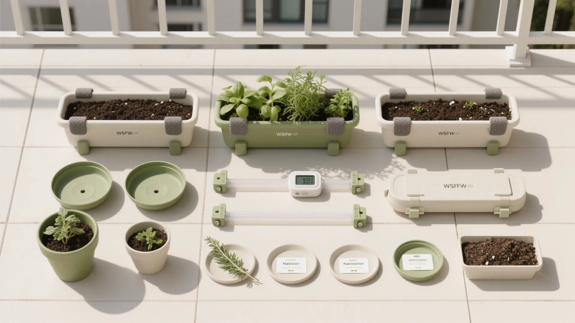 Vertical greenery with low-maintenance planters